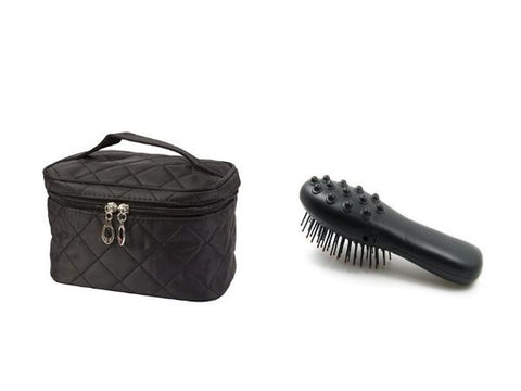 Βούρτσα μασάζ μπαταριών και καλλυντική τσάντα σε μαύρο χρώμα