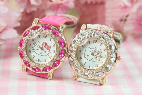 Hello Kitty Παιδικό ρολόι με ζιργκόν σε λευκό και ροζ χρώμα